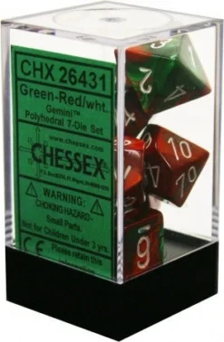 Gaming Accessories Chessex : Polyhedral 7-die Set Green-Red/White
