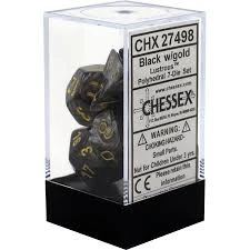 Chessex : Polyhedral 7-die Set Lustrous Black/Gold Gaming Accessories
