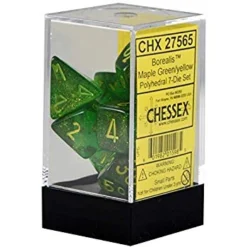 Chessex : Polyhedral 7-die Set Borealis Maple Green/Yellow Gaming Accessories