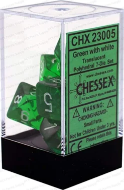 Chessex : Polyhedral 7-die Set Green/White Translucent Gaming Accessories
