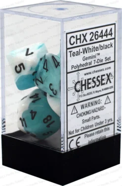 Chessex : Polyhedral 7-die Set Teal - White/black Gaming Accessories