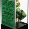 Chessex : Polyhedral 7-die Set Gold-Green/white Gaming Accessories