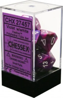 Chessex : Polyhedral 7-die Set Violet W/white Gaming Accessories