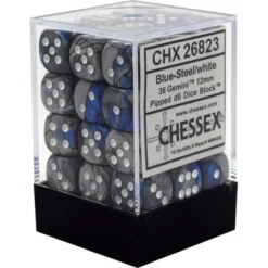 Chessex : 12mm D6 Set Blue-Steel/White Gaming Accessories