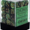 Gaming Accessories Chessex : 12mm D6 Set Black-Green/Gold