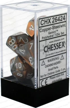 Chessex : Polyhedral 7-die Set Copper-Steel/White Gaming Accessories