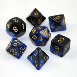 Chessex : Polyhedral 7-die Set Black-Blue/Gold Gaming Accessories