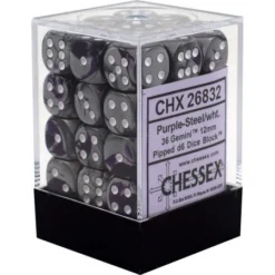 Chessex : 12mm D6 Set Purple-Steel/White