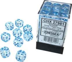 CHESSEX MFG. CO. LLC Chessex : 12mm D6 Icicle/light Blue Luminary Dice Block (36 Dice)