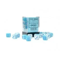 Gaming Accessories Chessex : 12mm D6 Gemini Pearl Turquoise-White/Blue Luminary