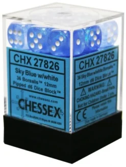 Gaming Accessories Chessex : 12mm D6 Set Sky Blue W/white