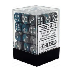 Gaming Accessories Chessex : 12mm D6 Set Steel-Teal/White