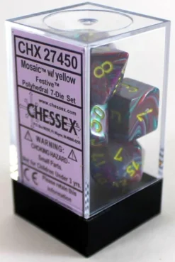 Chessex : Polyhedral 7-die Set Mosaic/Yellow Festive Gaming Accessories