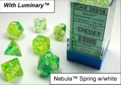 Chessex : Nebula Spring/White 7 Dice Set Gaming Accessories