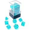 CHESSEX MFG. CO. LLC Dice Chessex : Translucent Mini-Polyhedral Teal/white 7-Die Set