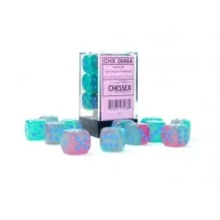 Chessex : 16mm D6 Gemini Gel Green-Pink/Blue Luminary Gaming Accessories