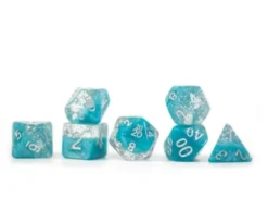 Gate Keeper Games Halfsies Glitter : Aqua - 7 Dice Set