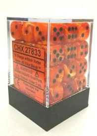 Chessex : 12mm D6 Set Orange W/Black Gaming Accessories
