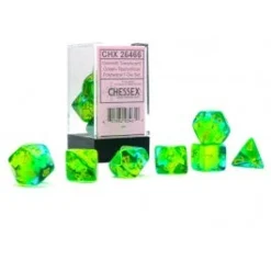 Gaming Accessories Chessex : Polyhedral 7-die Set Gemini Translucent Green-Teal/Yellow