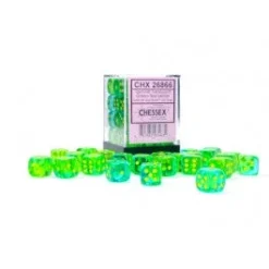 Chessex : 12mm D6 Gemini Translucent Green-Teal/Yellow