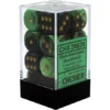 Chessex : 16mm D6 Set Black-Green/Gold Gaming Accessories