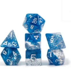 Gate Keeper Games Halfsies Glitter : Blue - 7 Dice Set
