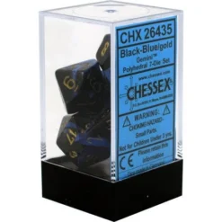 Chessex : Polyhedral 7-die Set Black-Blue/Gold Gaming Accessories