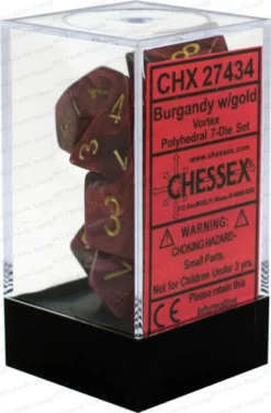 Gaming Accessories Chessex : Polyhedral 7-die Set Burgundy W/gold