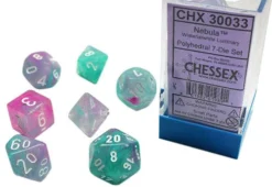 Chessex : Nebula Wisteria/white 7 Dice Set