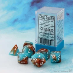 Chessex : Lab Dice - Gemini Copper/turquoise 7 Dice Set Gaming Accessories