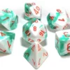 Chessex : Lab Dice - Gemini Mint Green-White/Orange 7 Dice Set