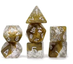 Gate Keeper Games Halfsies Glitter : Gold - 7 Dice Set