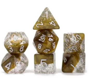 Gate Keeper Games Halfsies Glitter : Gold - 7 Dice Set 3 Gate Keeper Games Halfsies Glitter : Gold - 7 Dice Set