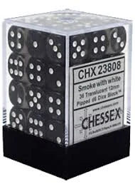 Chessex : 12mm D6 Set Smoke W/white