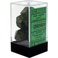 Chessex : Polyhedral 7-die Set Jade/Gold