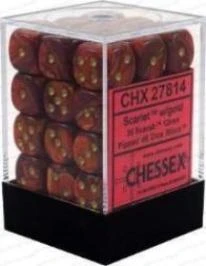 Chessex : 12mm D6 Set Scarlet W/Gold