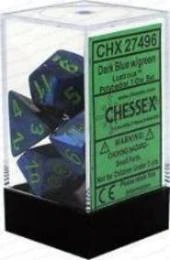 Chessex : Polyhedral 7-die Set Dark Blue W/Green