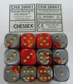 Gaming Accessories Chessex : 16mm D6 Set Steel/Gold