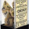 Chessex : Polyhedral 7-die Set Ivory/Black Marble
