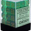 Chessex : 12mm D6 Set Light Green/Gold
