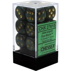 Chessex : 16mm D6 Set Jade/Gold Gaming Accessories