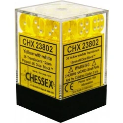 Chessex : 12mm D6 Set Yellow W/white 3 Chessex : 12mm D6 Set Yellow W/white